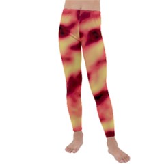 Red Waves Flow Series 3 Kids  Lightweight Velour Leggings by DimitriosArt