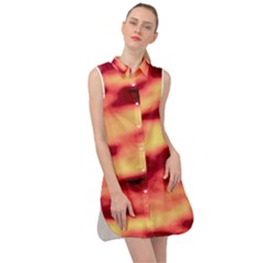 Red Waves Flow Series 3 Sleeveless Shirt Dress by DimitriosArt