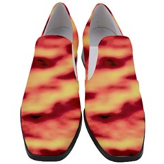 Red Waves Flow Series 3 Women Slip On Heel Loafers by DimitriosArt