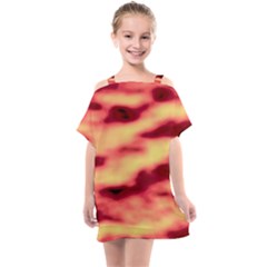 Red Waves Flow Series 3 Kids  One Piece Chiffon Dress by DimitriosArt