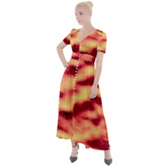 Red Waves Flow Series 3 Button Up Short Sleeve Maxi Dress by DimitriosArt