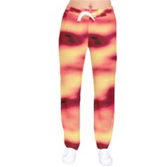 Red Waves Flow Series 3 Women Velvet Drawstring Pants by DimitriosArt