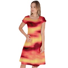 Red Waves Flow Series 3 Classic Short Sleeve Dress by DimitriosArt