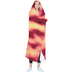 Red Waves Flow Series 3 Wearable Blanket by DimitriosArt