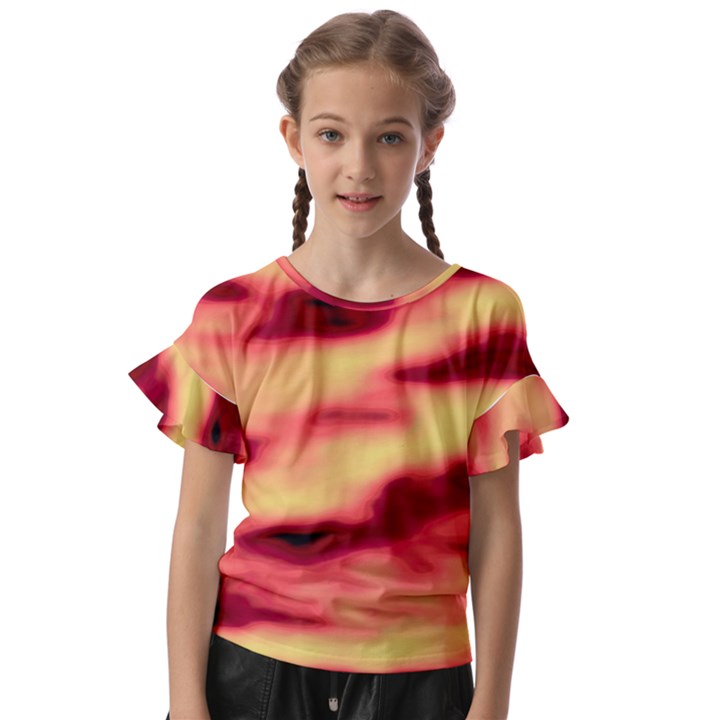 Red Waves Flow Series 3 Kids  Cut Out Flutter Sleeves