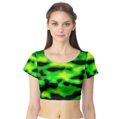 Green Waves Flow Series 3 Short Sleeve Crop Top by DimitriosArt