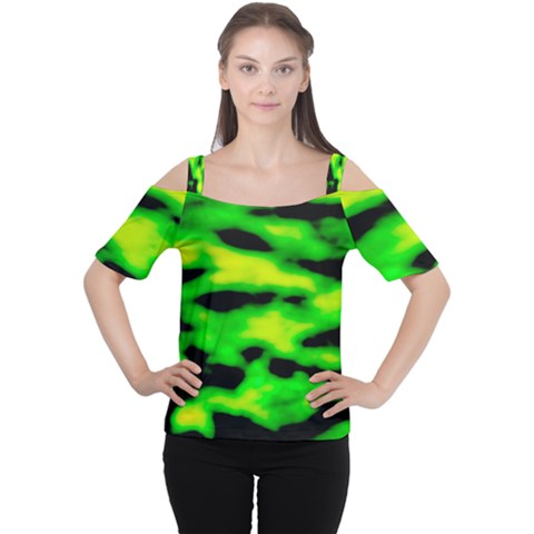 Green Waves Flow Series 3 Cutout Shoulder Tee by DimitriosArt