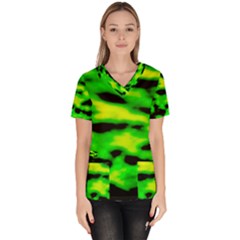 Green Waves Flow Series 3 Women s V-neck Scrub Top by DimitriosArt