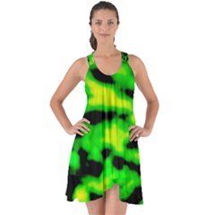 Green Waves Flow Series 3 Show Some Back Chiffon Dress by DimitriosArt