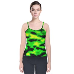 Green Waves Flow Series 3 Velvet Spaghetti Strap Top by DimitriosArt