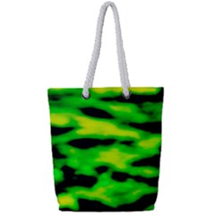 Green Waves Flow Series 3 Full Print Rope Handle Tote (small) by DimitriosArt