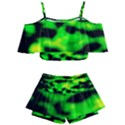 Green Waves Flow Series 3 Kids  Off Shoulder Skirt Bikini View1