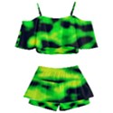 Green Waves Flow Series 3 Kids  Off Shoulder Skirt Bikini View2