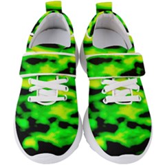 Green Waves Flow Series 3 Kids  Velcro Strap Shoes by DimitriosArt