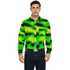 Green Waves Flow Series 3 Men s Long Sleeve Pocket Shirt  by DimitriosArt