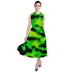 Green Waves Flow Series 3 Round Neck Boho Dress by DimitriosArt