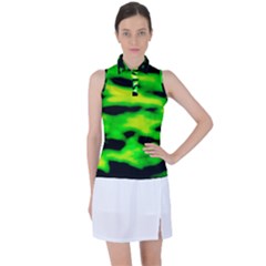 Green Waves Flow Series 3 Women s Sleeveless Polo Tee by DimitriosArt