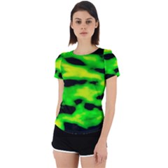 Green Waves Flow Series 3 Back Cut Out Sport Tee by DimitriosArt