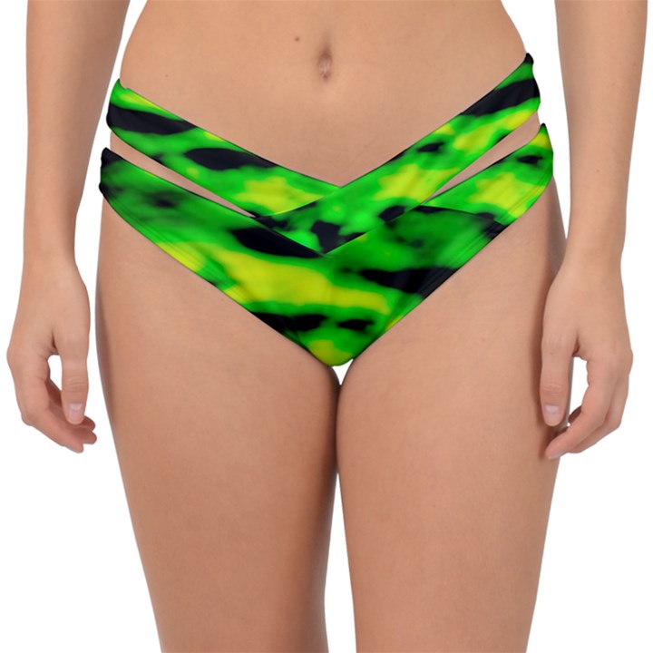 Green Waves Flow Series 3 Double Strap Halter Bikini Bottom