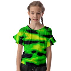 Green Waves Flow Series 3 Kids  Cut Out Flutter Sleeves by DimitriosArt