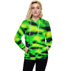 Green Waves Flow Series 3 Women s Lightweight Drawstring Hoodie by DimitriosArt