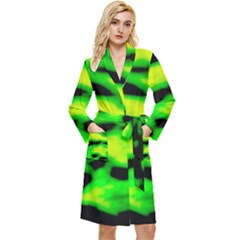 Green Waves Flow Series 3 Long Sleeve Velour Robe by DimitriosArt