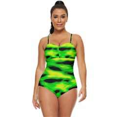 Green Waves Flow Series 3 Retro Full Coverage Swimsuit by DimitriosArt