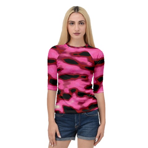 Pink  Waves Flow Series 9 Quarter Sleeve Raglan Tee by DimitriosArt