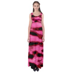 Pink  Waves Flow Series 9 Empire Waist Maxi Dress by DimitriosArt