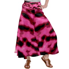 Pink  Waves Flow Series 9 Satin Palazzo Pants by DimitriosArt