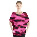 Pink  Waves Flow Series 9 Batwing Chiffon Blouse View1