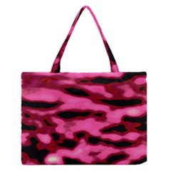 Pink  Waves Flow Series 9 Zipper Medium Tote Bag by DimitriosArt