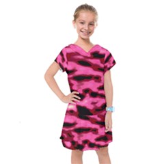 Pink  Waves Flow Series 9 Kids  Drop Waist Dress by DimitriosArt