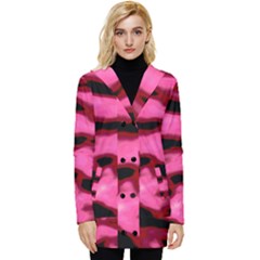 Pink  Waves Flow Series 9 Button Up Hooded Coat  by DimitriosArt