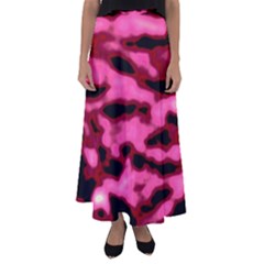 Pink  Waves Flow Series 9 Flared Maxi Skirt by DimitriosArt