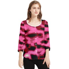 Pink  Waves Flow Series 9 Chiffon Quarter Sleeve Blouse by DimitriosArt