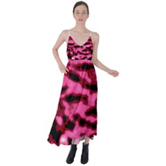 Pink  Waves Flow Series 9 Tie Back Maxi Dress by DimitriosArt