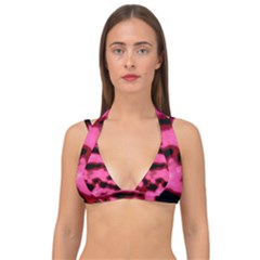 Pink  Waves Flow Series 9 Double Strap Halter Bikini Top by DimitriosArt