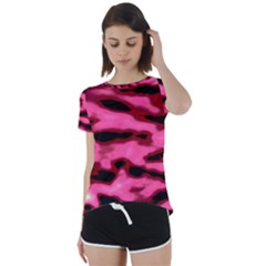 Pink  Waves Flow Series 9 Short Sleeve Foldover Tee by DimitriosArt