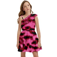 Pink  Waves Flow Series 9 Kids  One Shoulder Party Dress by DimitriosArt