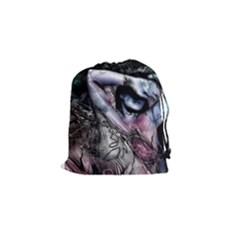 Watercolor Girl Drawstring Pouch (small) by MRNStudios