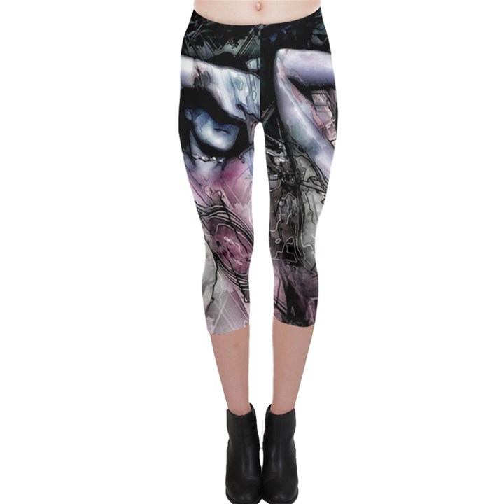 Watercolor Girl Capri Leggings 