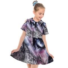 Watercolor Girl Kids  Short Sleeve Shirt Dress by MRNStudios