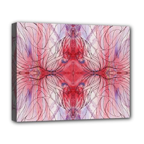 Red Repeats Deluxe Canvas 20  X 16  (stretched) by kaleidomarblingart