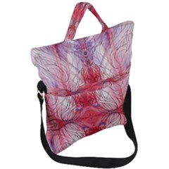 Red Repeats Fold Over Handle Tote Bag by kaleidomarblingart