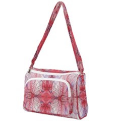 Red Repeats Front Pocket Crossbody Bag by kaleidomarblingart