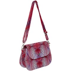 Red Repeats Saddle Handbag by kaleidomarblingart