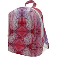 Red Repeats Zip Up Backpack by kaleidomarblingart