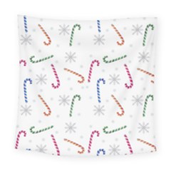 Christmas Candy Canes Square Tapestry (large) by SychEva