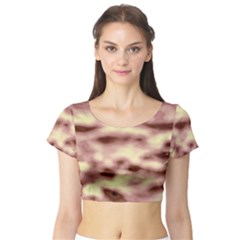 Pink  Waves Flow Series 10 Short Sleeve Crop Top by DimitriosArt